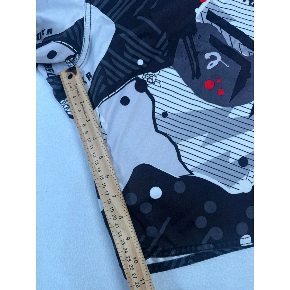 Fox Racing Board Shorts Mens 34 Black White Red Graphic Print Surf Swim Trunks